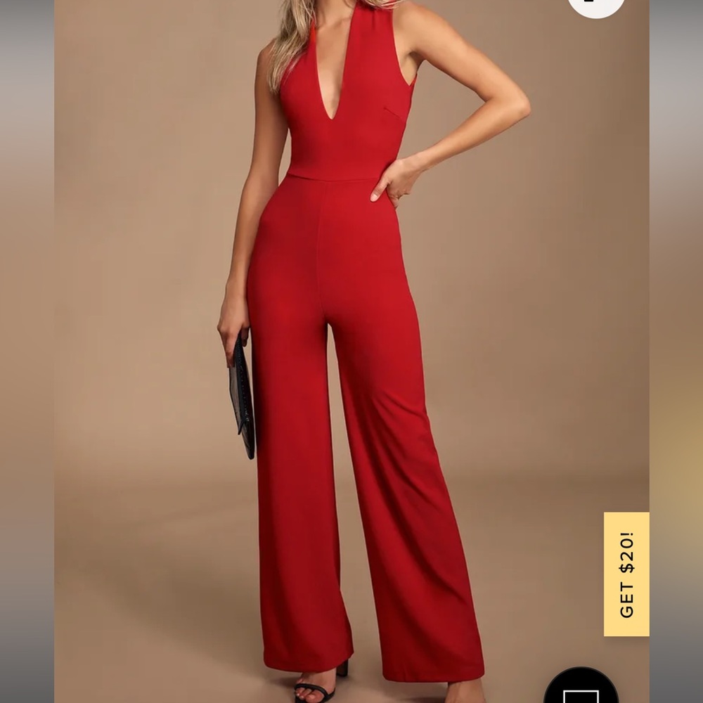 Lulu’s Thinking Out Loud Jumpsuit Red Size XS
